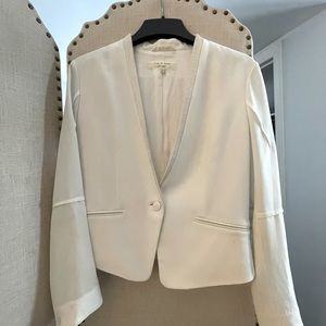 Rag & Bone White Blazer with Leather Trim Size 6